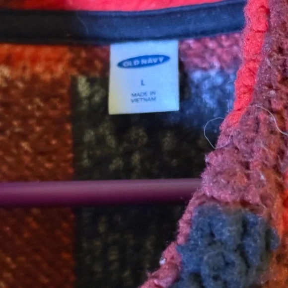 Old Navy Red and Black Plaid Fleece Pullover - Picture 5 of 7